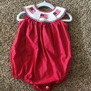 Smocked Fourth of July / American Flag Bubble 18M